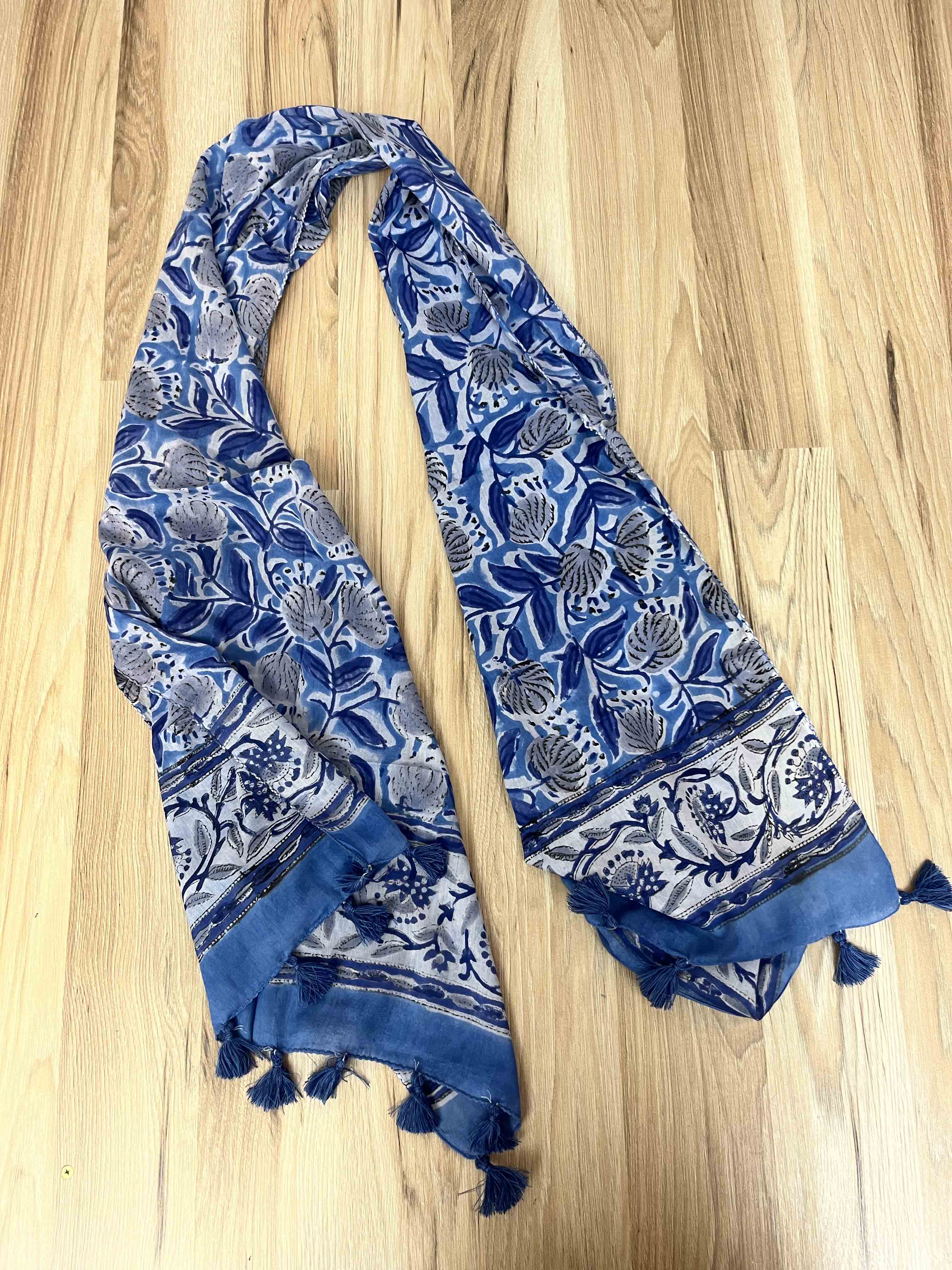 Block Print Scarf w/Tassles