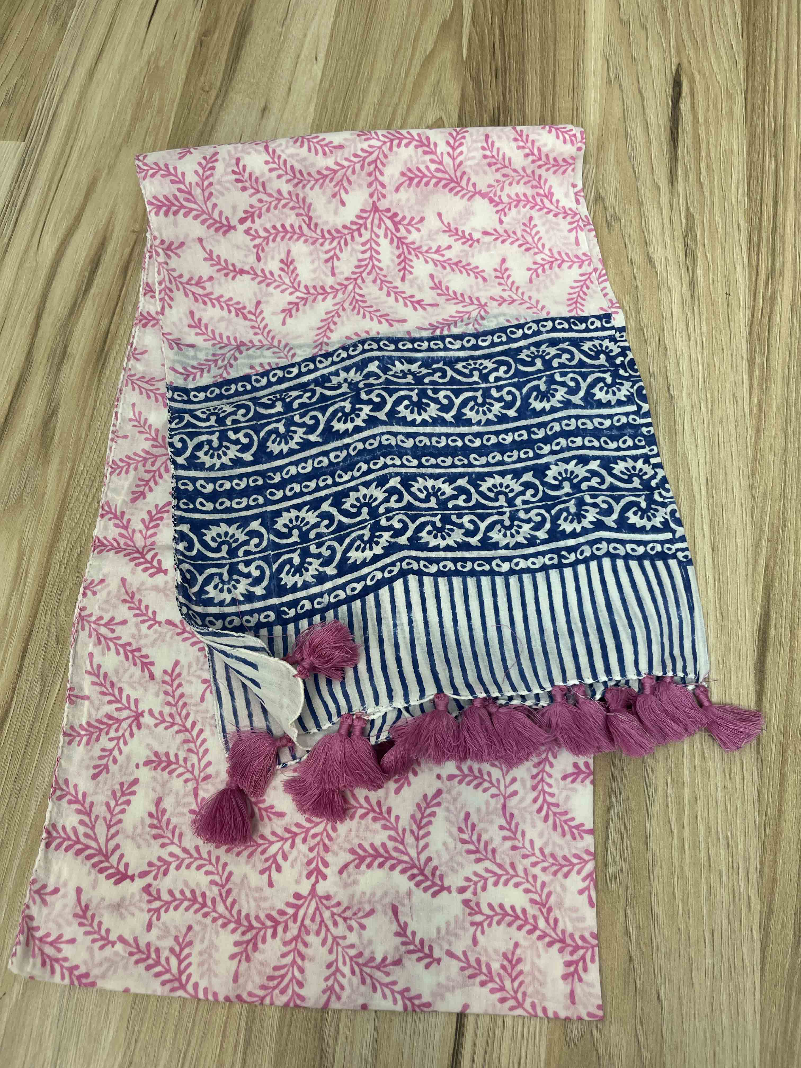 Block Print Scarf w/Tassles