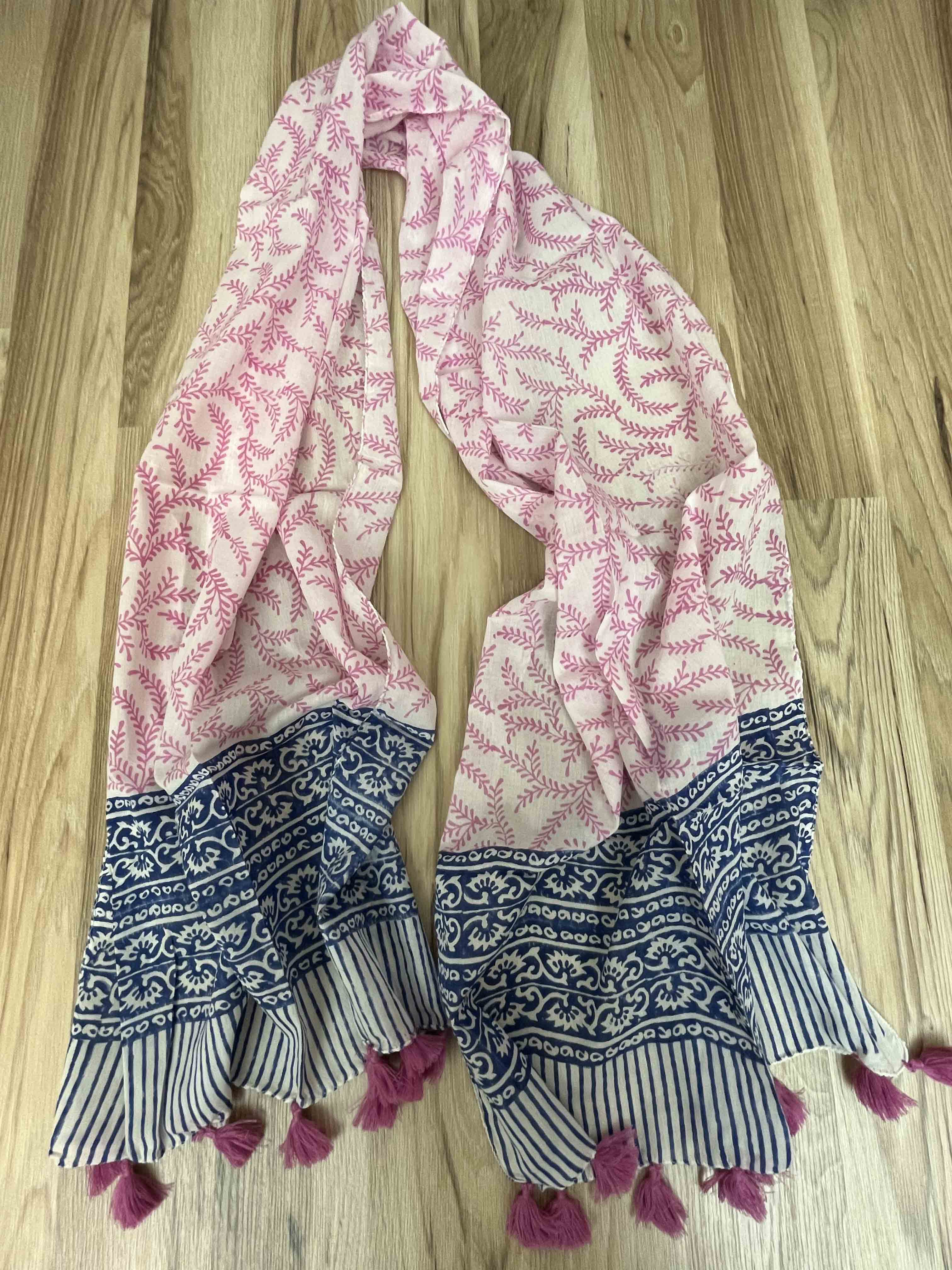 Block Print Scarf w/Tassles