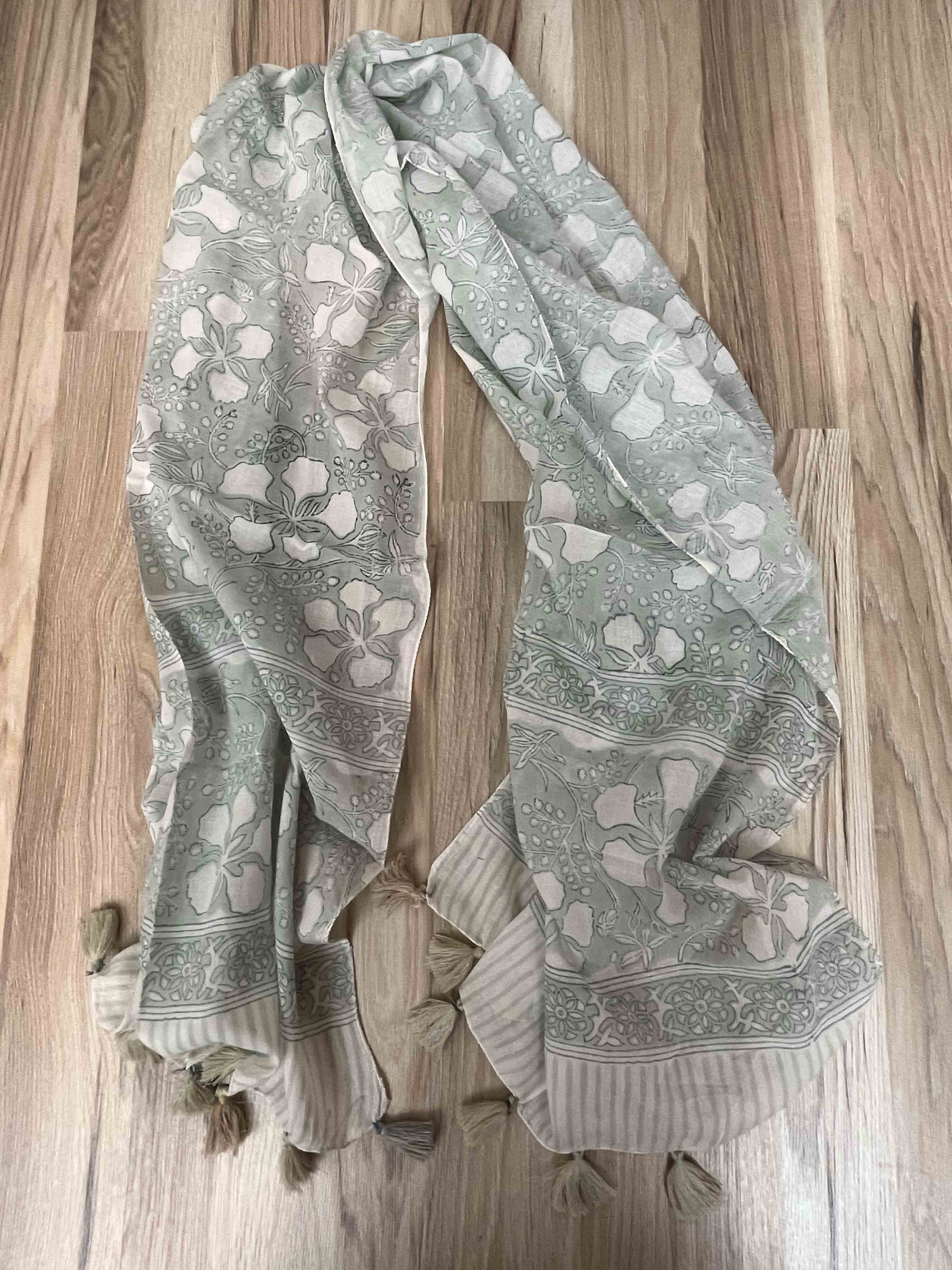 Block Print Scarf w/Tassles