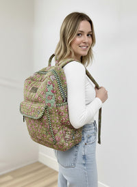 Green Quilted Backpack