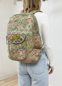 Green Quilted Backpack