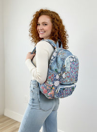 Blue Quilted Backpack