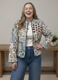 White Patchwork Quilted Jacket